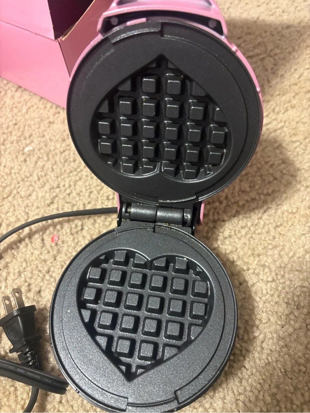 Heart-Shaped Pink Mini Waffle Maker